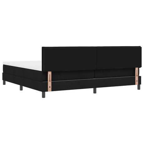 Box Spring Bed With Mattress & Led Black 200X200 Cm Fabric