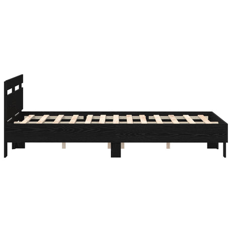 Solid Bed Frame Black Oak Solid Wood 120 X 200 Cm Durable