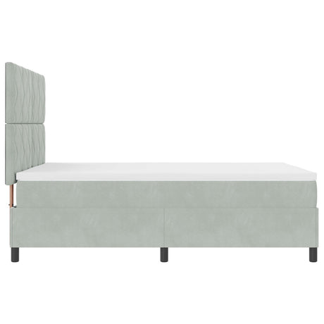 Box Spring Bed With Mattress & Led Light Grey 140X190 Cm Velvet