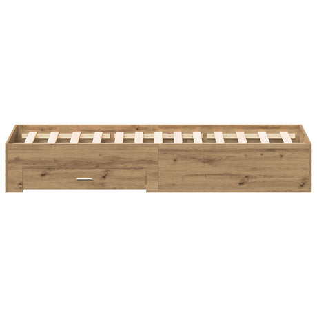 Bed Frame With Drawers Artisan Oak Engineered Wood 140 X 190 Cm