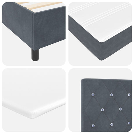 Box Spring Bed With Mattress & Led Dark Grey 140X190 Cm Velvet