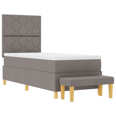 Box Spring Bed With Mattress & Bench Taupe 80X200 Cm Fabric