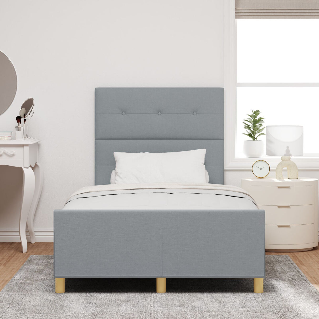 Bed Frame Light Grey 120X200 Cm Fabric