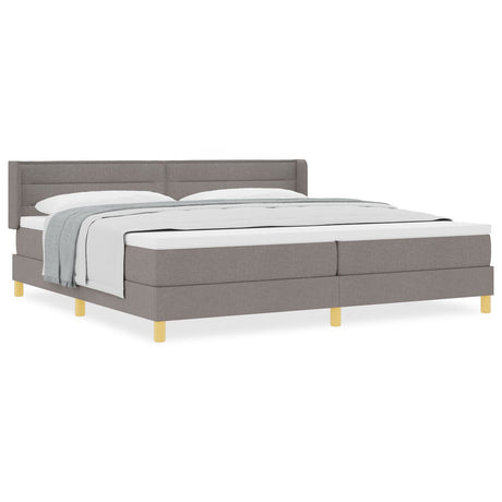 Box Spring Bed With Mattress Taupe 200X200 Cm Fabric,  Headboard Lines Design Taupe 200 Cm Fabric