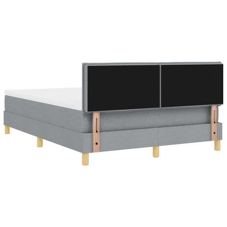 Box Spring Bed With Mattress & Led Light Grey 140X200 Cm Fabric