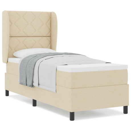 Box Spring Bed With Mattress - Cream, 80X200 Cm Fabric