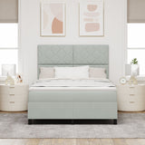 Box Spring Bed With Mattress & Led Light Grey 140X190 Cm Velvet
