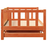 Day Bed With Trundle Wax Brown 180X200 Cm Solid Wood Pine