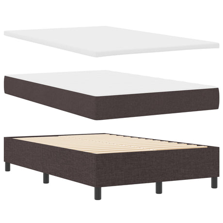Box Spring Bed With Mattress & Led Dark Brown 120X200 Cm Fabric