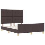 Bed Frame Dark Brown 140X190 Cm Fabric