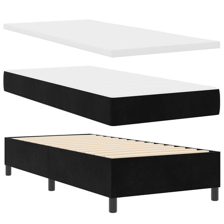 Box Spring Bed With Mattress & Led Black 100X200 Cm Velvet