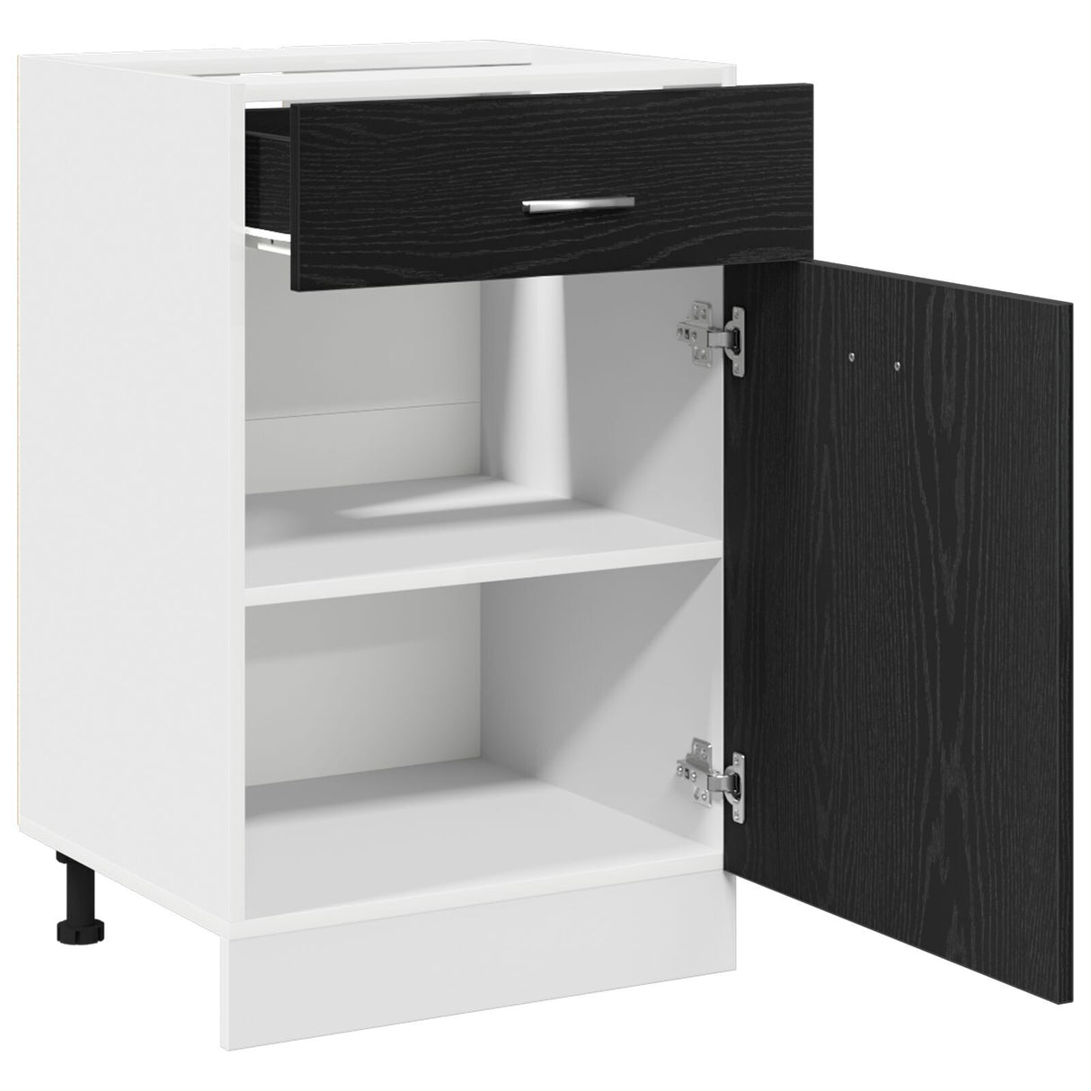 Black Oak Drawer Cabinet - 50X46X81.5 Cm, Made With Engineered Wood