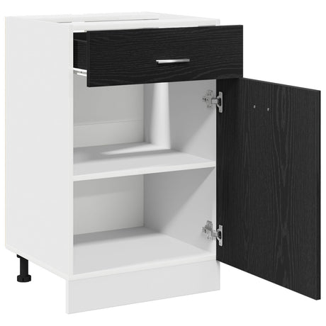 Black Oak Drawer Cabinet - 50X46X81.5 Cm, Made With Engineered Wood