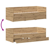 Daybed Artisan Oak Engineered Wood 90 X 190 Cm Durable Daybed