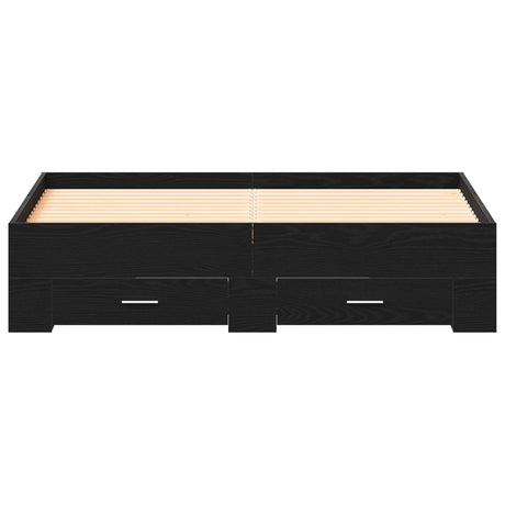 Bed Frame With Drawers Black Oak 135X190 Cm Engineered Wood