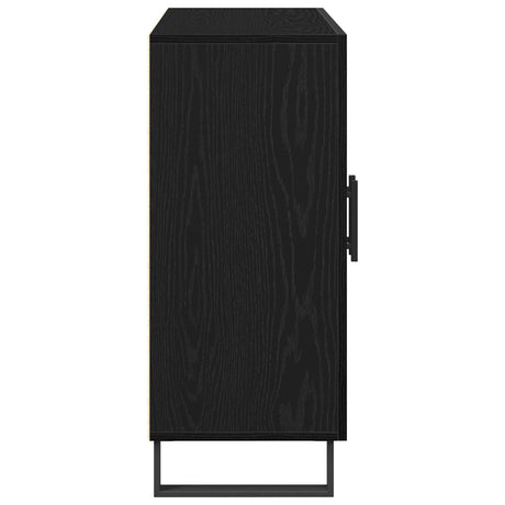 Sideboard With 3 Doors Black Oak 90X34X80 Cm Engineered Wood