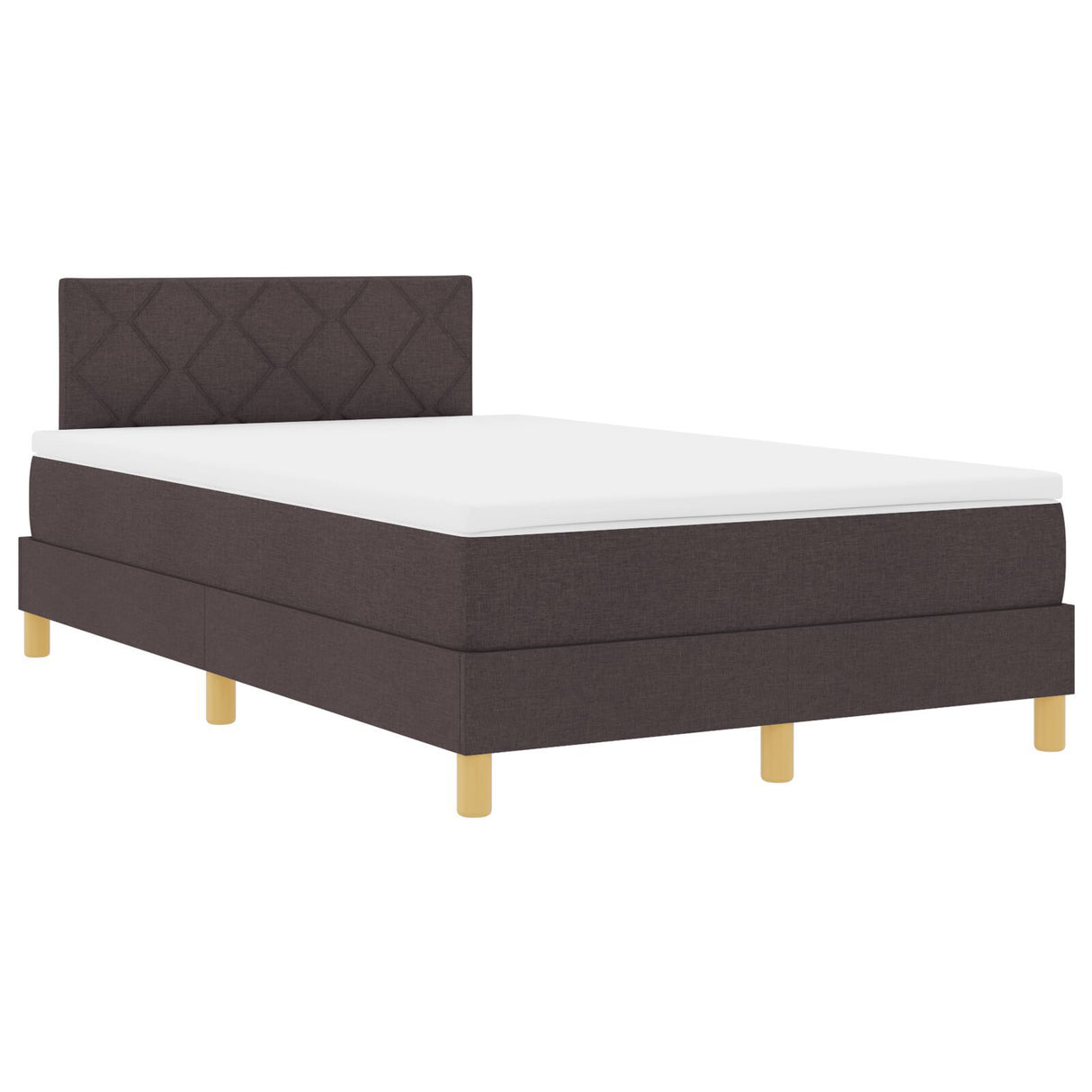 Box Spring Bed With Mattress & Led Dark Brown 120X200 Cm Fabric