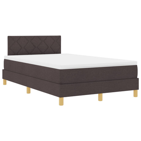 Box Spring Bed With Mattress & Led Dark Brown 120X200 Cm Fabric