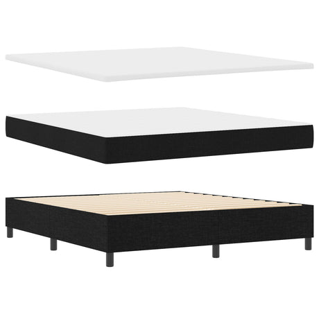 Box Spring Bed With Mattress & Led Black 180X200 Cm Fabric
