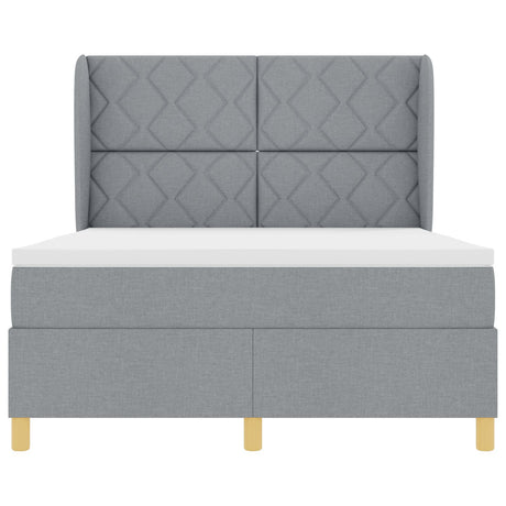 Box Spring Bed With Mattress Light Grey 160X200 Cm Fabric