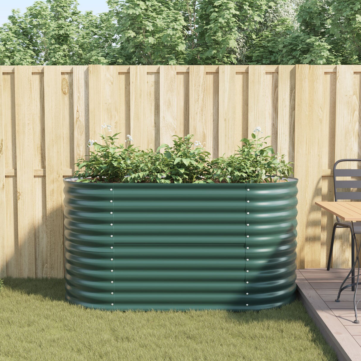 Garden Raised Bed Green 160X80X81 Cm Galvanized Steel
