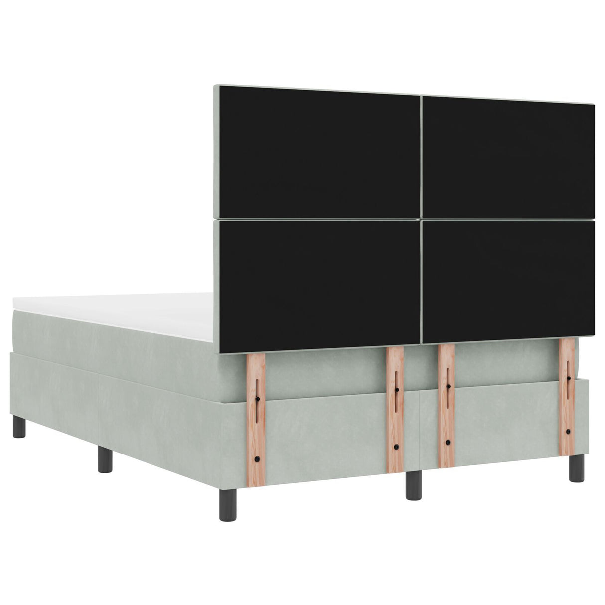 Box Spring Bed With Mattress & Led Light Grey 140X190 Cm Velvet