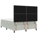 Box Spring Bed With Mattress & Led Light Grey 140X190 Cm Velvet