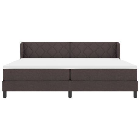Box Spring Bed With Mattress Dark Brown 200X200 Cm Fabric