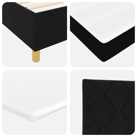 Box Spring Bed With Mattress & Led Black 120X190 Cm Fabric