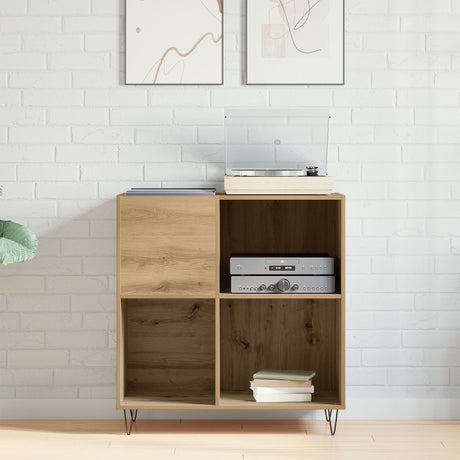 Record Cabinet Black Oak 84,5X38X89 Cm Engineered Wood