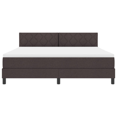 Box Spring Bed With Mattress & Led Dark Brown 180X200 Cm Fabric