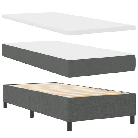 Box Spring Bed With Mattress & Led Dark Grey 90X190 Cm Fabric