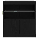 Sideboard With Led Lights Black Oak 60X37X67 Cm