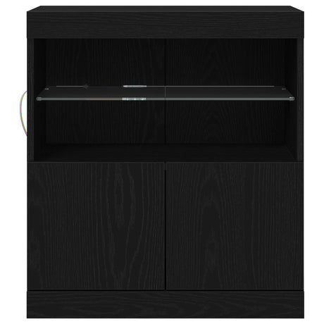 Sideboard With Led Lights Black Oak 60X37X67 Cm