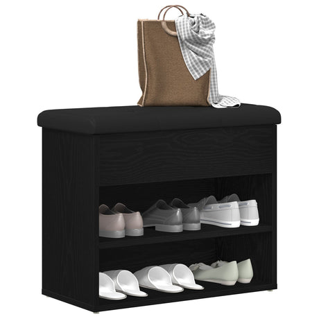 Storage Bench Black Oak 60X30X48 Cm Engineered Wood