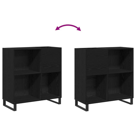 Record Cabinet Black Oak 84.5X38X90 Cm Engineered Wood