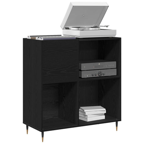 Record Cabinet Black Oak 84,5X38X89 Cm Engineered Wood