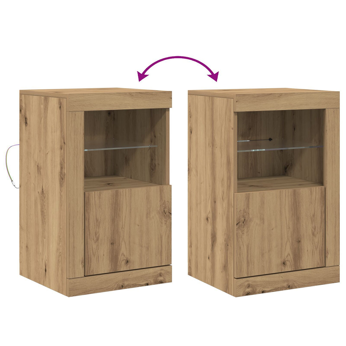 Side Cabinets With Led Lights 2 Pcs Artisan Oak 41X37X67 Cm