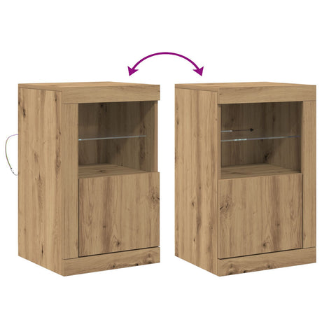 Side Cabinets With Led Lights 2 Pcs Artisan Oak 41X37X67 Cm