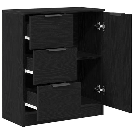 Black Oak Sideboard 60X30X70 Cm Made From Engineered Wood