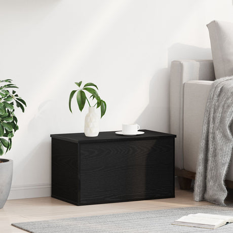 Storage Box With Lid Black Oak 60X35X35 Cm Engineered Wood