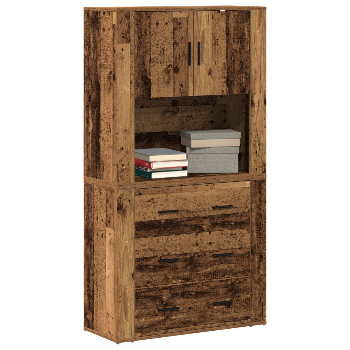 Highboard Old Wood 80X33X150 Cm Engineered Wood