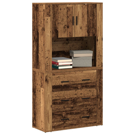 Highboard Old Wood 80X33X150 Cm Engineered Wood
