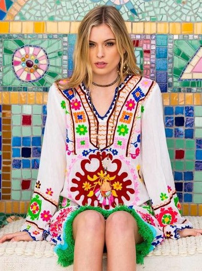Relaxing Retreat White Cotton Beach Kaftan - Breathing Soul