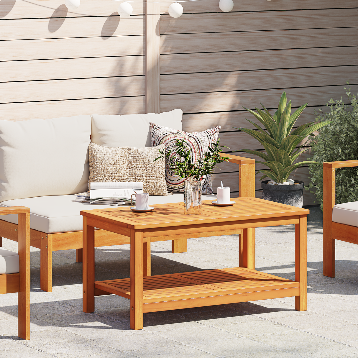 Side Table Solid Acacia Wood