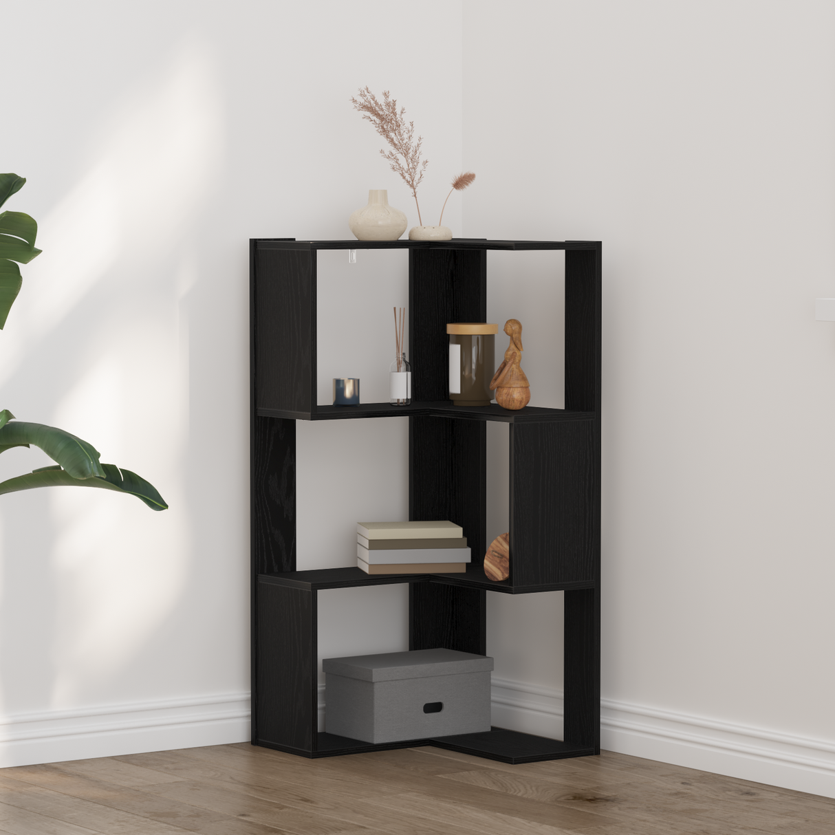 Corner Bookcase 3-Tier 50X50X102 Cm Engineered Wood