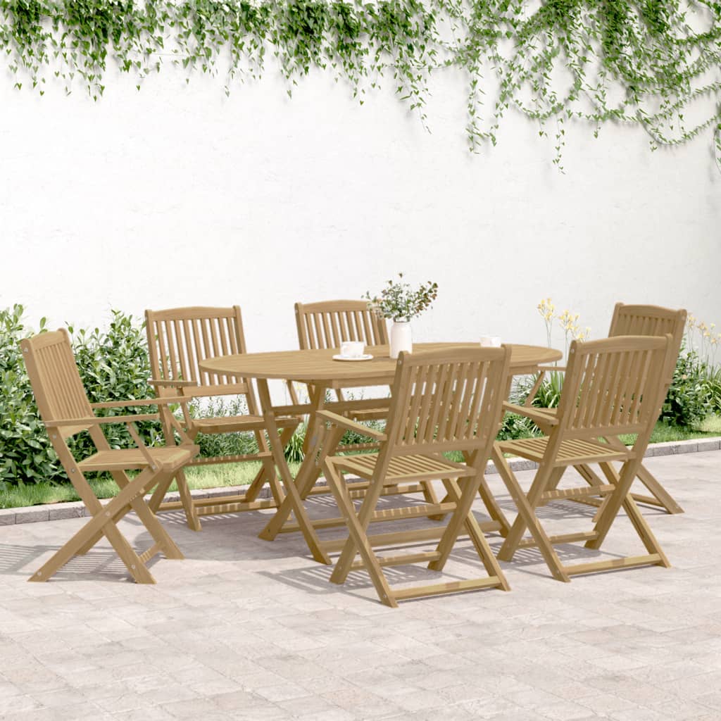 7 Piece Garden Dining Set Solid Wood Acacia