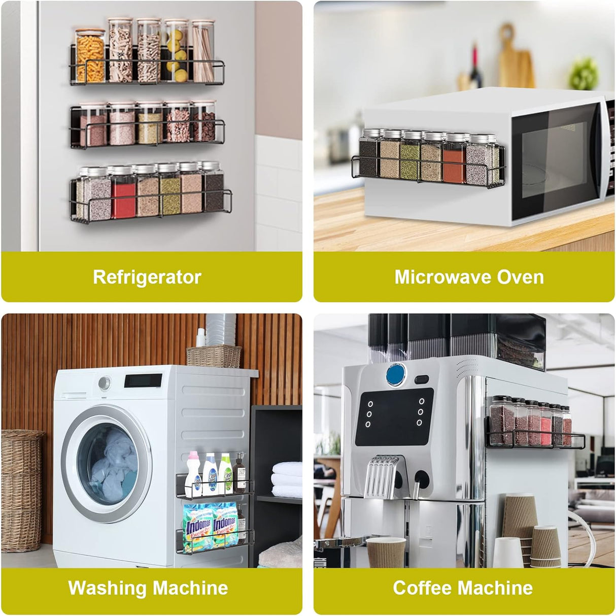 Magnetic Spice Racks For Refrigerator, Microwave, Oven & Kitchen Metal Surfaces