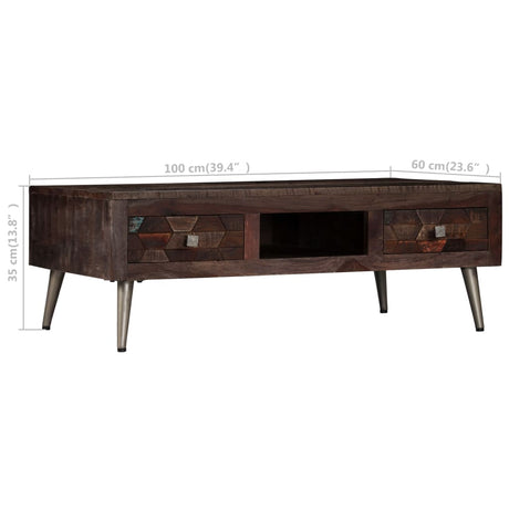 Coffee Table Solid Reclaimed Wood 100x60x35 cm