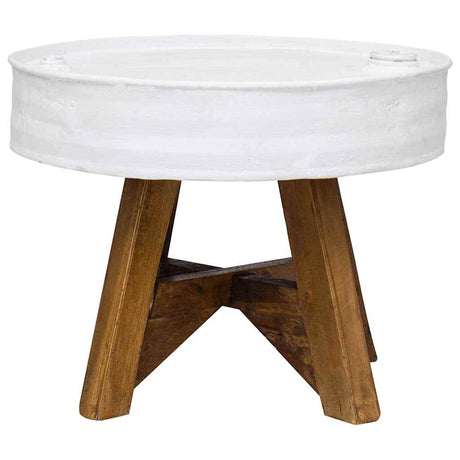 Coffee Table Solid Reclaimed Wood 60x45 cm White